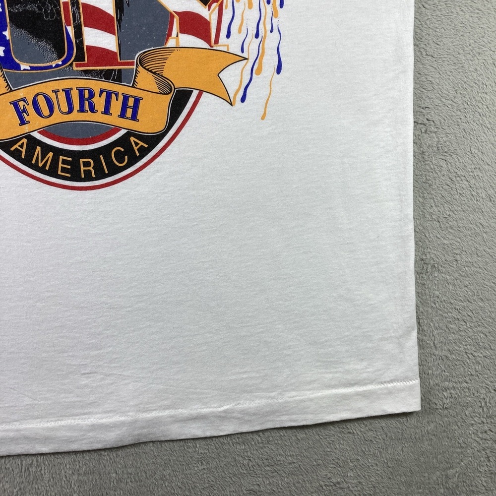 Vintage Patriotic Graphic T-Shirt Adult XL White Bald Eagle July 4th America SS - Picture 4 of 13